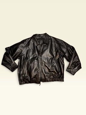 Vintage St. John’s Bay XXL Quilted Black 100% Genuine Leather Bomber Jacket